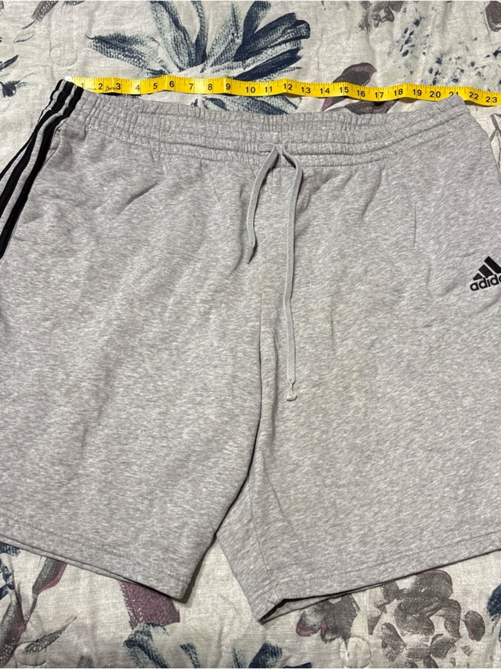 adidas Light Gray Men’s Athletic Shorts with Black Stripes
